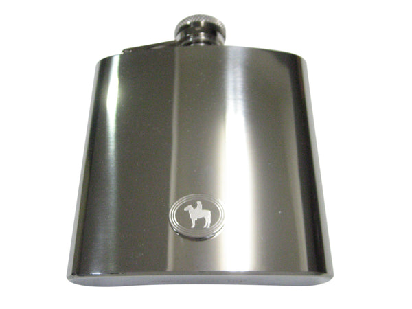Silver Toned Etched Oval Cowboy 6oz Flask