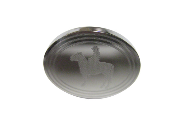 Silver Toned Etched Oval Cowboy Adjustable Size Fashion Ring