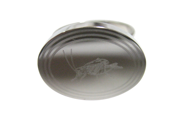 Silver Toned Etched Oval Cricket Bug Adjustable Size Fashion Ring
