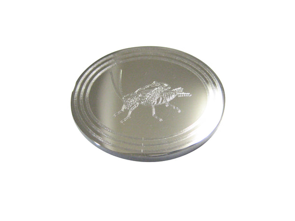 Silver Toned Etched Oval Cricket Bug Magnet