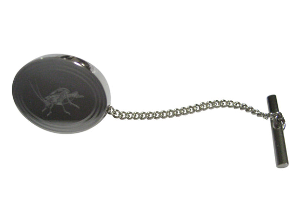 Silver Toned Etched Oval Cricket Bug Tie Tack