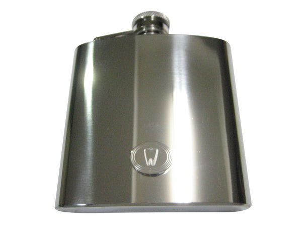 Silver Toned Etched Oval Dental Tooth 6oz Flask