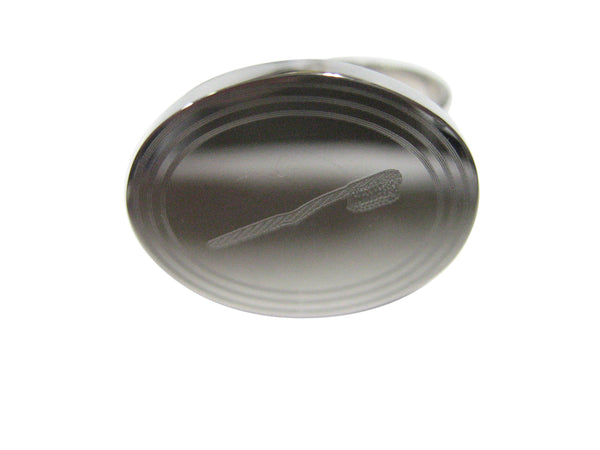 Silver Toned Etched Oval Dental Tooth Brush Adjustable Size Fashion Ring