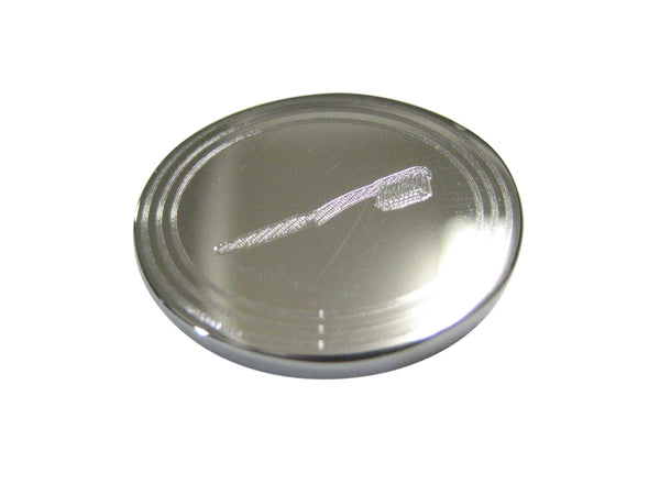 Silver Toned Etched Oval Dental Tooth Brush Magnet