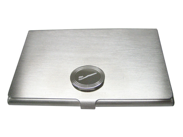 Silver Toned Etched Oval Dental Tooth Brush With Paste Business Card Holder