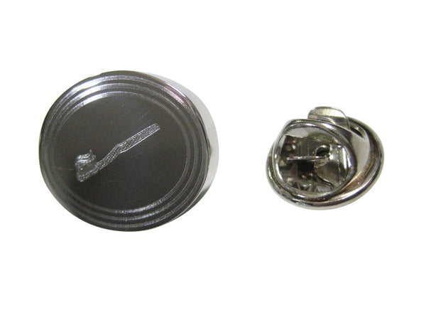 Silver Toned Etched Oval Dental Tooth Brush With Paste Lapel Pin