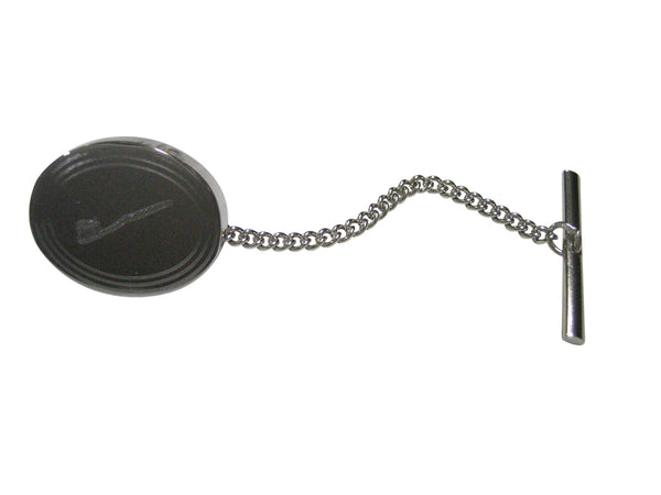 Silver Toned Etched Oval Dental Tooth Brush With Paste Tie Tack