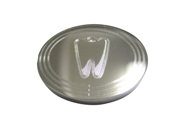 Silver Toned Etched Oval Dental Tooth Magnet