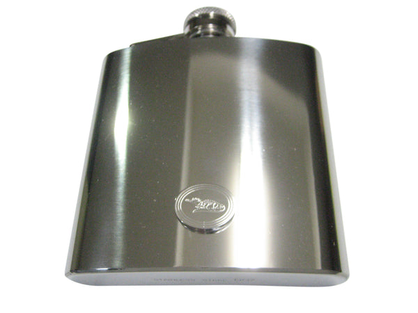 Silver Toned Etched Oval Detailed Alligator 6oz Flask