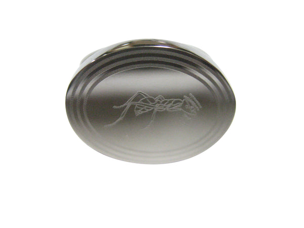 Silver Toned Etched Oval Detailed Ant Bug Insect Adjustable Size Fashion Ring