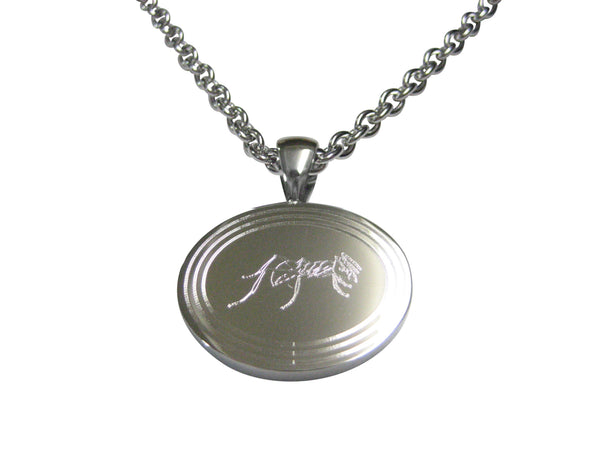 Silver Toned Etched Oval Detailed Ant Bug Insect Pendant Necklace