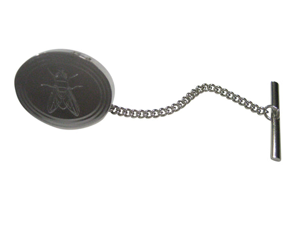 Silver Toned Etched Oval Detailed Fly Bug Insect Tie Tack