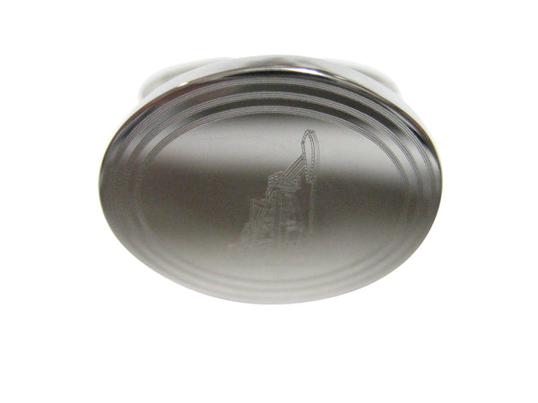 Silver Toned Etched Oval Detailed Oil Drill Adjustable Size Fashion Ring