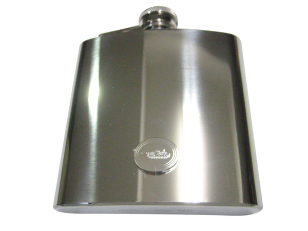 Silver Toned Etched Oval Detailed Tank 6oz Flask