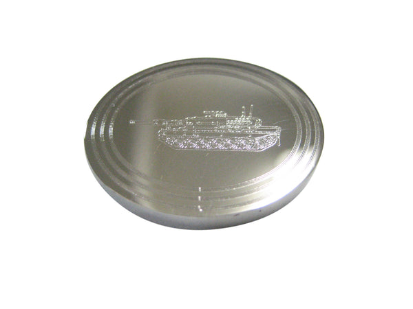Silver Toned Etched Oval Detailed Tank Magnet