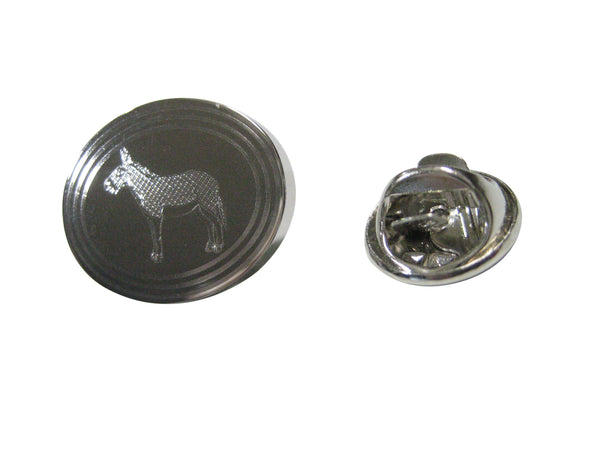 Silver Toned Etched Oval Donkey Lapel Pin