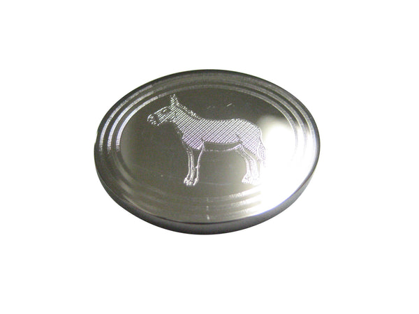 Silver Toned Etched Oval Donkey Magnet