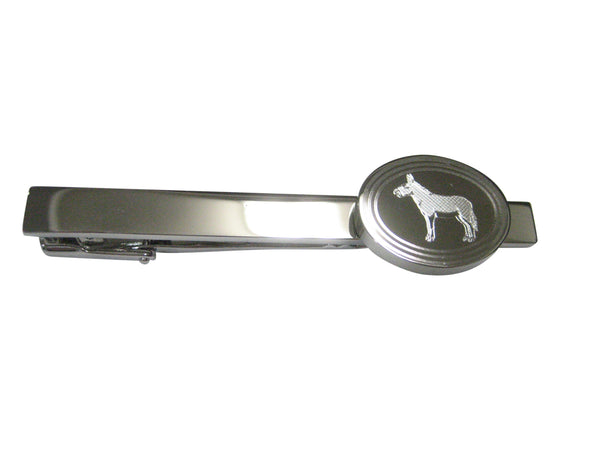 Silver Toned Etched Oval Donkey Tie Clip