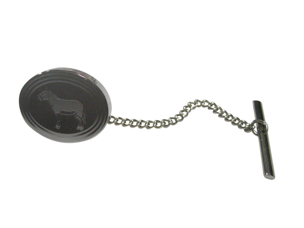 Silver Toned Etched Oval Donkey Tie Tack