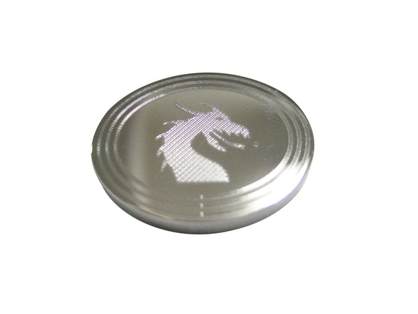 Silver Toned Etched Oval Dragon Head Magnet