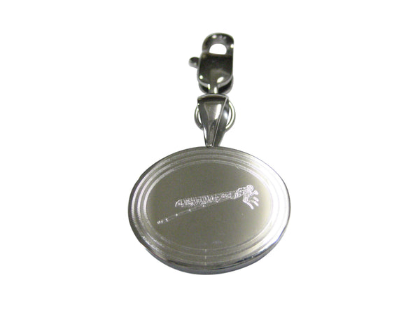 Silver Toned Etched Oval Dragonfly Pendant Zipper Pull Charm