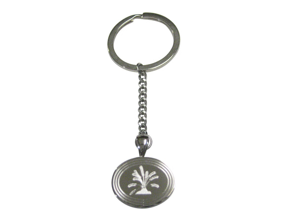 Silver Toned Etched Oval Drosera Capensis Sundew Carnivorous Plant Pendant Keychain