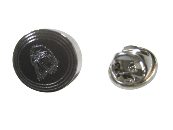 Silver Toned Etched Oval Eagle Bird Head Lapel Pin