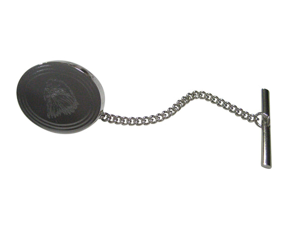 Silver Toned Etched Oval Eagle Bird Head Tie Tack