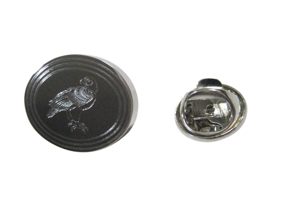 Silver Toned Etched Oval Eagle Bird Lapel Pin