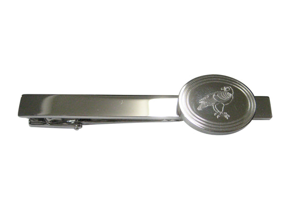 Silver Toned Etched Oval Eagle Bird Tie Clip