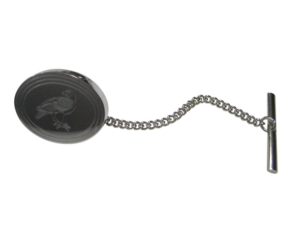 Silver Toned Etched Oval Eagle Bird Tie Tack