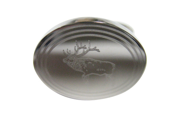 Silver Toned Etched Oval Elk Adjustable Size Fashion Ring