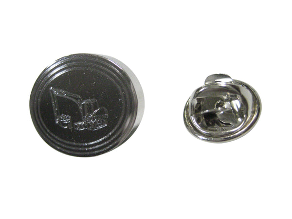 Silver Toned Etched Oval Excavator Lapel PIn