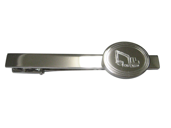 Silver Toned Etched Oval Excavator Tie Clip