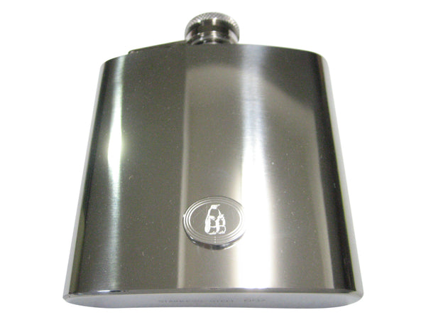Silver Toned Etched Oval Family of Penguin Birds 6oz Flask