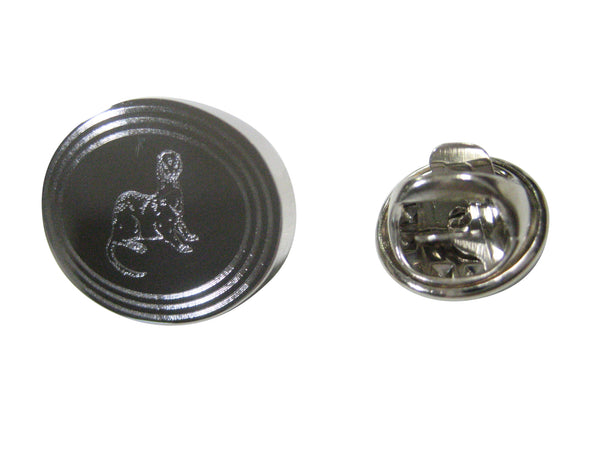 Silver Toned Etched Oval Ferret Lapel Pin