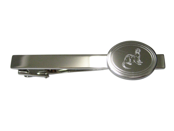 Silver Toned Etched Oval Ferret Tie Clip