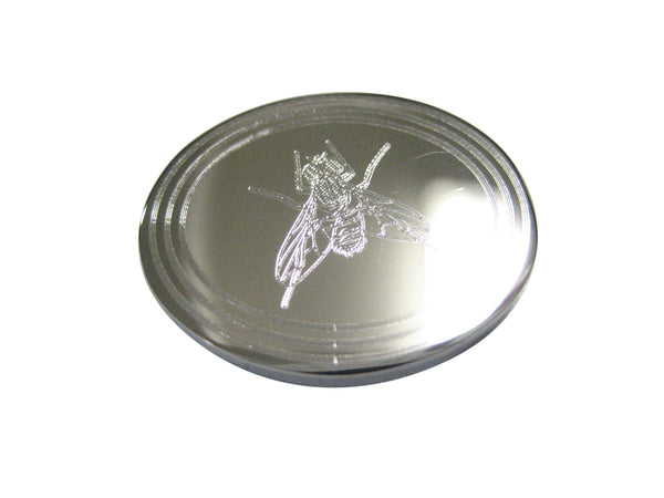 Silver Toned Etched Oval Fly Bug Insect Magnet