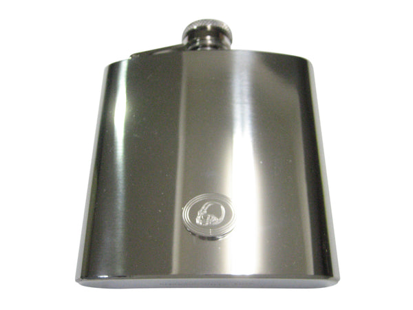 Silver Toned Etched Oval Football Helmet 6oz Flask