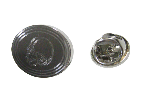 Silver Toned Etched Oval Football Helmet Lapel Pin