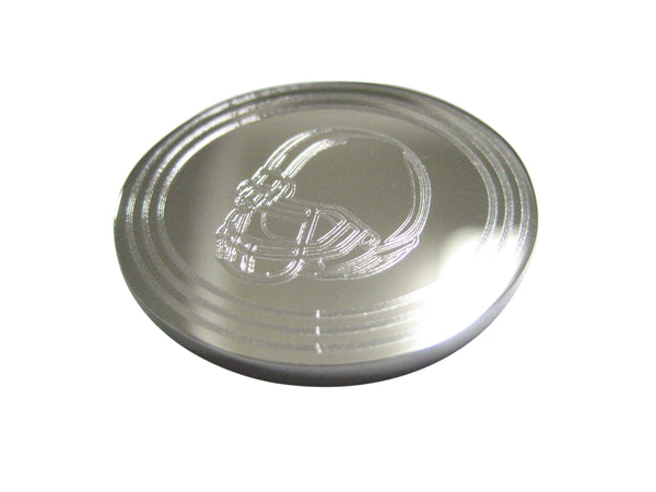 Silver Toned Etched Oval Football Helmet Magnet
