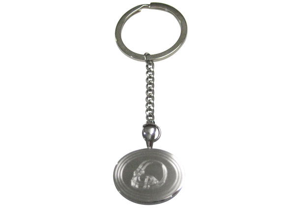 Silver Toned Etched Oval Football Helmet Pendant Keychain