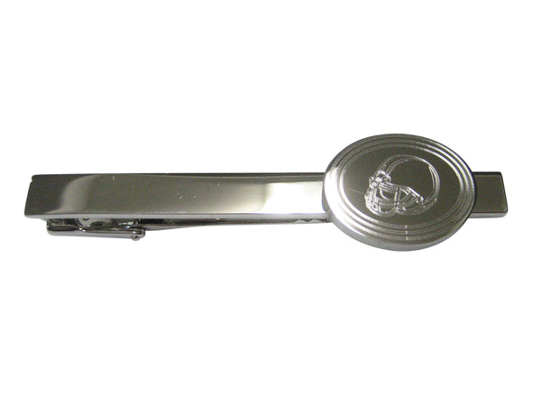 Silver Toned Etched Oval Football Helmet Tie Clip