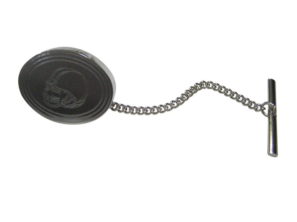 Silver Toned Etched Oval Football Helmet Tie Tack