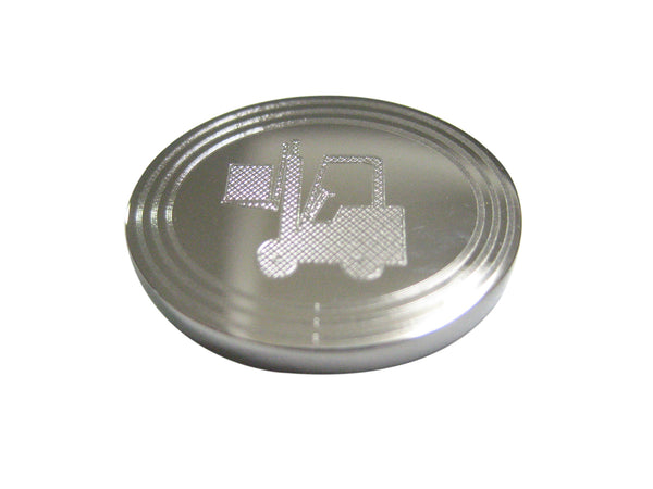 Silver Toned Etched Oval Forklift Magnet