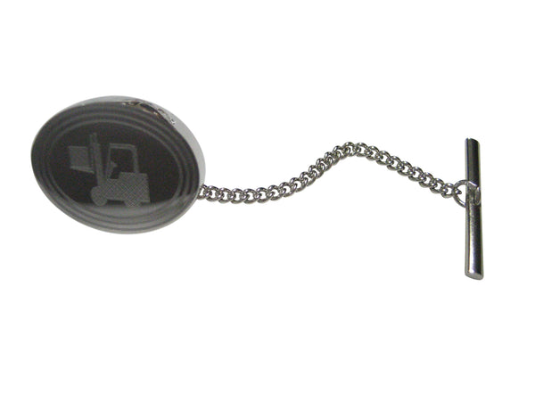 Silver Toned Etched Oval Forklift Tie Tack