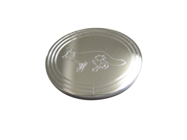 Silver Toned Etched Oval Fox Magnet