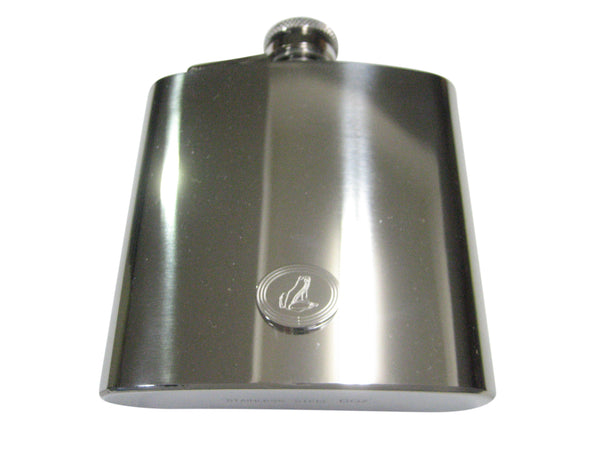 Silver Toned Etched Oval Frog 6oz Flask