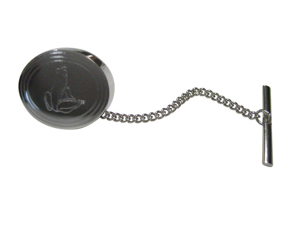 Silver Toned Etched Oval Frog Tie Tack