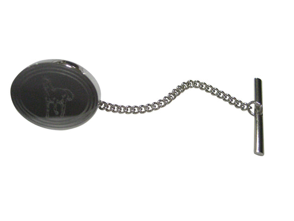 Silver Toned Etched Oval Galloping Horse Tie Tack